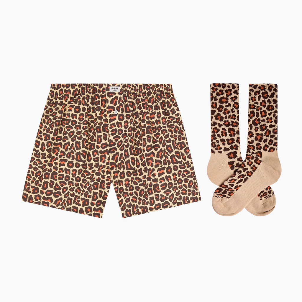 Leopard Print Boxer Shorts & Socks Bundle - Various