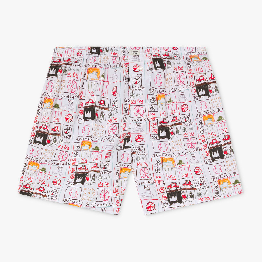 Basquiat Arasmus Olive Boxer Shorts - White