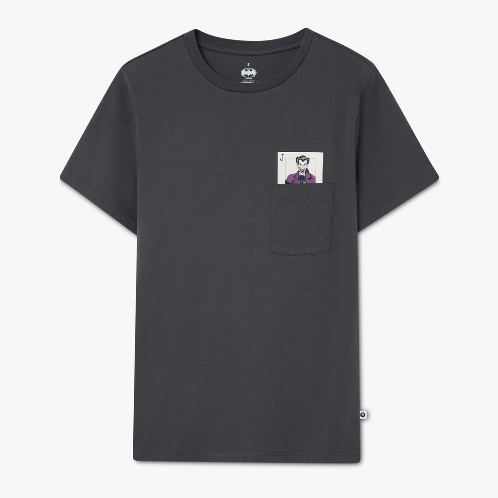 Batman Joker Calling Card Pocket Tee - Charcoal Grey